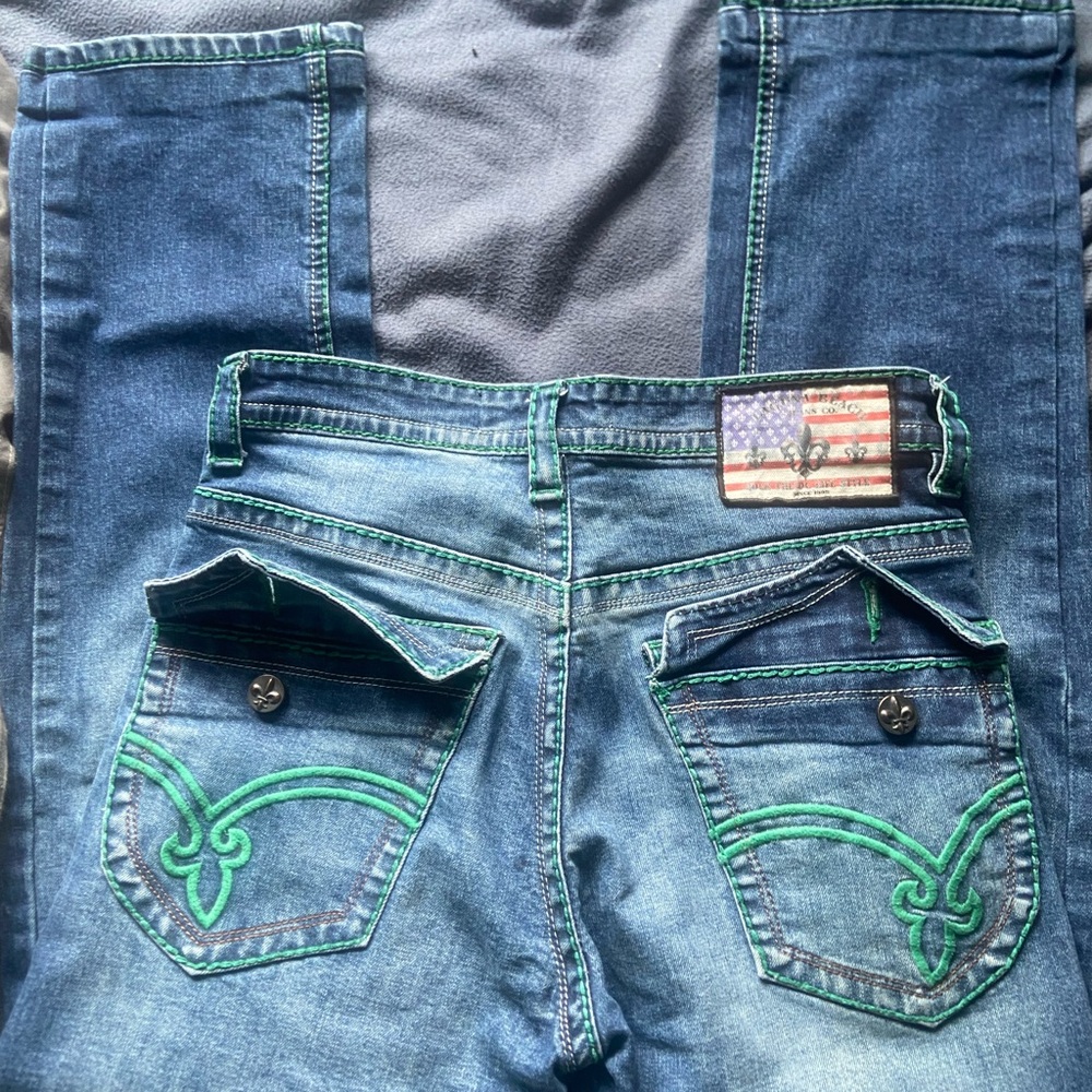 Original lauguna beach loose fit jeans with green stitching